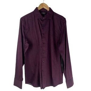 Karl Lagerfeld Paris Purpl Wine Patterned Long Sleeve Button Up Dress Shirt US M